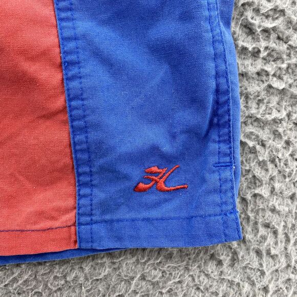 Vintage Hobie Swim Shorts Mens 33 Blue Red 80's Trunks Sail Retro Preppy Outdoor - Picture 2 of 10